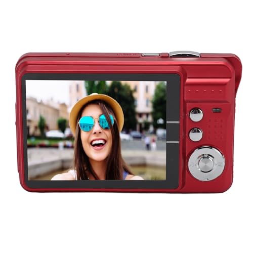 Digitalkamera für Teenager, 48 MP HD, 2,7-Zoll-Bildschirm, 8-facher Zoom, Automatische Schönheit für Reisen, Tragbare Kamera mit Fülllicht (Rot) von Acouto