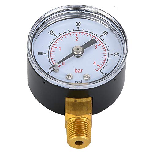 Präzisionsmanometer 1/8 Zoll BSPT für Luft, Öl, Wasser, Doppelskala, Metallaußengehäuse, Genaue Messung, Geeignet für Verschiedene Druckanwendungen (0–60 psi, 0–4 bar) von Acouto