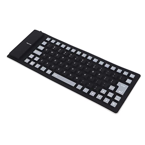 Weiche, Komfortable, Wasserdichte, Aufrollbare Tastatur, Vollständig Versiegeltes Design, 85-Tasten-Silikontastatur für das Heimbüro (BLACK) von Acouto