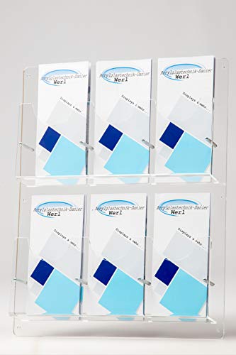 6-Fach Flyerhalter Prospektwandhalter DIN LANG,DIN A6,1/3A4 Flyer von Acrylglastechnik Danier