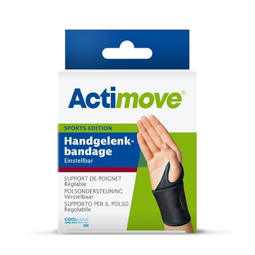 Actimove SPORTS EDITION einstellbare Handgelenkbandage - zur Stabilisierung des Handgelenks - für den Sport - Schwarz, Universalgröße von Actimove