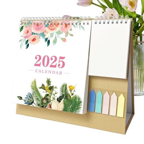 Acunny 2025 Tischkalender, Coil-Tischkalender - 2025 Blumen-Monatskalenderplaner - Metall-Doppelspulenplaner, Monatskalender für Schlafsaal, Zuhause, Arbeitsbereich, Schreibtisch von Acunny