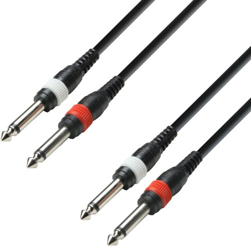 Adam Hall Cables 3 STAR TPP 0100 Twin-Kabel 2 x Klinke TS auf 2 x Klinke TS | 1 m von Adam Hall