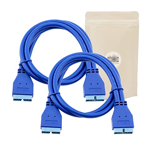 Adaptout 2 x USB-Kabel (männlich auf männlich, USB 3, 20 Pin, für Motherboard, 50 cm) von Adaptout