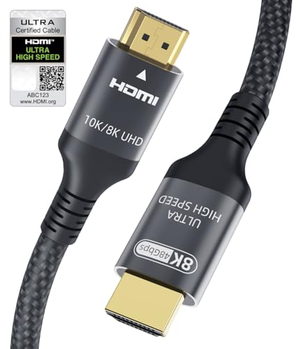 Adauxter 10K 8K HDMI 2.1 Kabel 1M, Zertifiziert 48Gbps Ultra High Speed HDMI Kabel mit Ethernet 4K 240Hz 165Hz 144Hz 120Hz 8K 60Hz eARC HDCP2.3 HDR10+ PC Laptop TV Monitor Projektor PS5 X-Box von Adauxter