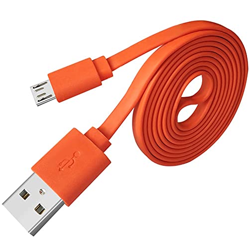 Adhiper Micro USB Schnellladegerät Ersatzkabel Flachkabel Netzkabel Ladekabel kompatibel mit EU Boom 22AWG Android und kompatibel mit JBL Flip 2 Flip 3 Flip 4 Lautsprecher (Orange) von Adhiper