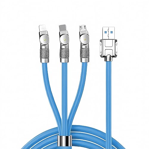 Adhiper Multi USB Ladekabel 6A, 3 in 1 Silikon USB Ladekabel Connector mit iP/Micro USB/Typ C Port für Huawei P60/P50/P40/P30/Galaxy S20/S10Pixel/LG (Blau/120cm) von Adhiper
