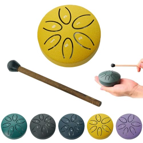 Rain Drum for Outside, Rain Drum For Outside When It Rains, Rain Drum Instrument for Outside, Outside Musical Rain Drum For Garden, Mini Handpan Drum (Yellow) von Adius