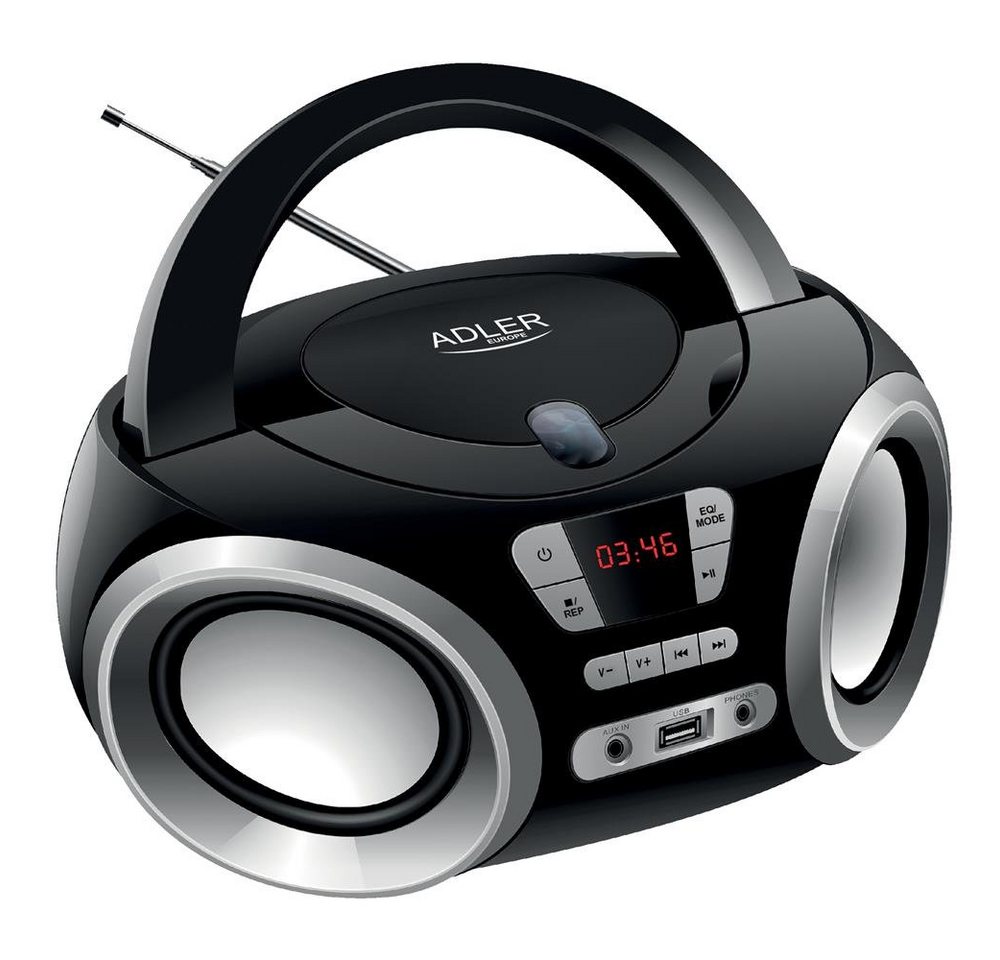 Adler AD 1181 Boombox (USB / AUX Anschluß, FM Radio, CD-Player, MP3, Batterie oder Strom) von Adler