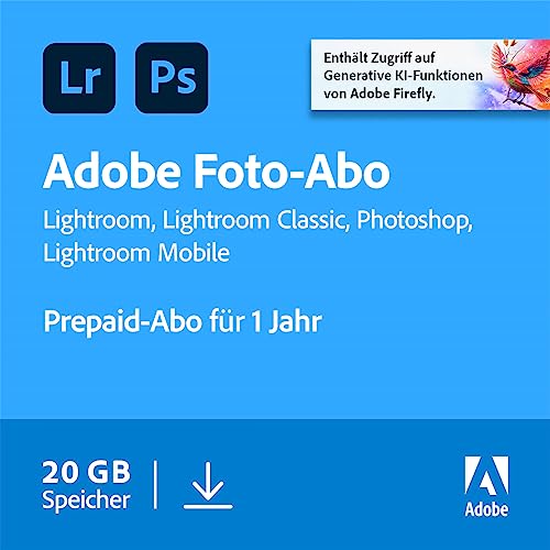 Adobe Creative Cloud Foto-Abo mit 20GB: Photoshop und Lightroom | 1 Jahreslizenz | PC/Mac Online Code & Download von Adobe