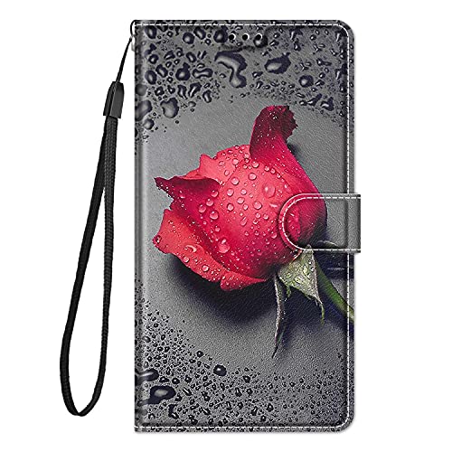 Adolasx Kompatibel für Honor Magic 6 Lite 5G Hülle Leder mit Band Motiv Kartenfach Silikon Klappbar Flip Tier Hüllen [Magnetisch] Handyhülle Bumper PU Cover Case - Rosa 1 von Adolasx