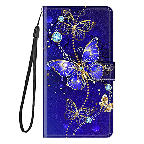 Adolasx Kompatibel für Motorola Edge 40 Hülle Leder mit Band Motiv Kartenfach Klappbar Flip Tier Hüllen [Magnetisch] Handyhülle Bumper PU Cover Case - Blau von Adolasx