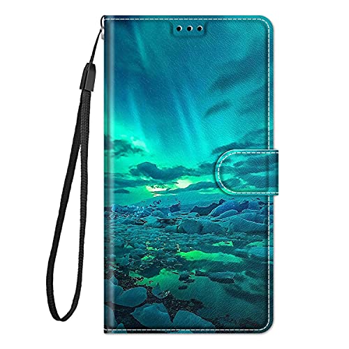 Adolasx Kompatibel für Samsung Galaxy A25 5G Hülle Leder mit Band Motiv Kartenfach Silikon Klappbar Flip Tier Hüllen [Magnetisch] Handyhülle Bumper PU Cover Case - Grün von Adolasx