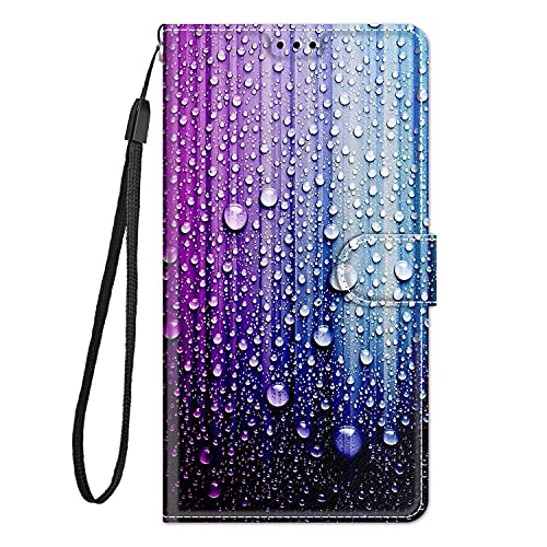 Adolasx Kompatibel für Xiaomi Redmi Note 13 4G Hülle Leder mit Band Motiv Kartenfach Silikon Klappbar Flip Tier Hüllen [Magnetisch] Handyhülle Bumper PU Cover Case - Wasser von Adolasx