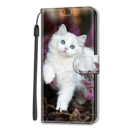 Adolasx Kompatibel für Xiaomi Redmi Note 13 5G Hülle Leder mit Band Motiv Kartenfach Silikon Klappbar Flip Tier Hüllen [Magnetisch] Handyhülle Bumper PU Cover Case - Katze 2 von Adolasx