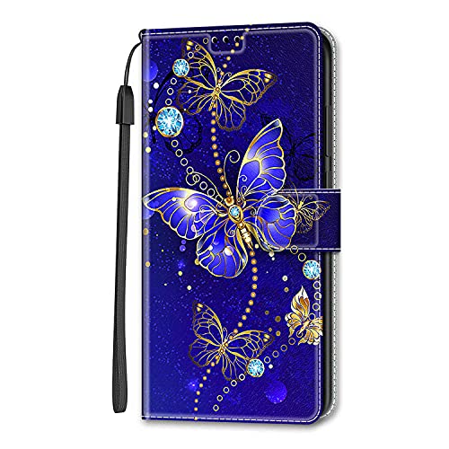 Adolasx Kompatibel für ZTE Blade A73 4G Hülle Leder mit Band Motiv Kartenfach Silikon Klappbar Flip Tier Hüllen [Magnetisch] Handyhülle Bumper PU Cover Case - Blau von Adolasx