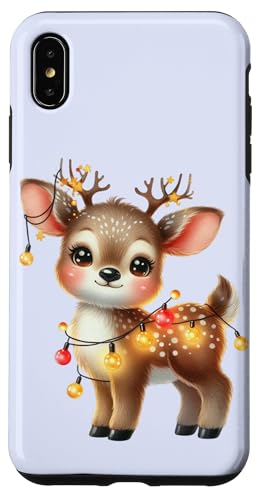 Hülle für iPhone XS Max Niedliche Rentier-Weihnachtsbeleuchtung von Adorable Festive Deer With Holiday Lights