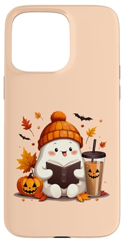 Hülle für iPhone 15 Pro Max Niedliches Geister-Lesebuch Halloween Herbst Herbst Geist Kaffee von Adorable Ghost Reading Book Halloween Coffee Lover