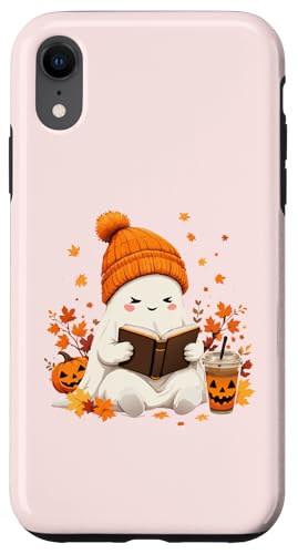 Hülle für iPhone XR Niedliches Geister-Lesebuch Herbstblätter Halloween Geist Kaffee von Adorable Ghost Reading Book Halloween Coffee Lover