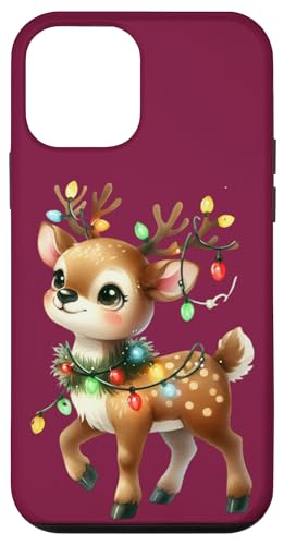 Hülle für iPhone 12 mini Weihnachts-Rentier mit Weihnachtsbeleuchtung Winterurlaub von Adorable Holiday Reindeer Light Up