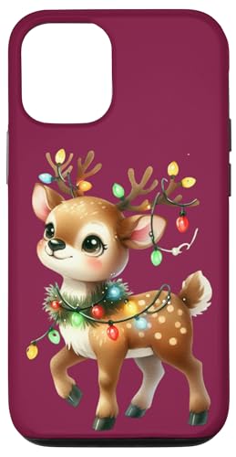 Hülle für iPhone 13 Weihnachts-Rentier mit Weihnachtsbeleuchtung Winterurlaub von Adorable Holiday Reindeer Light Up