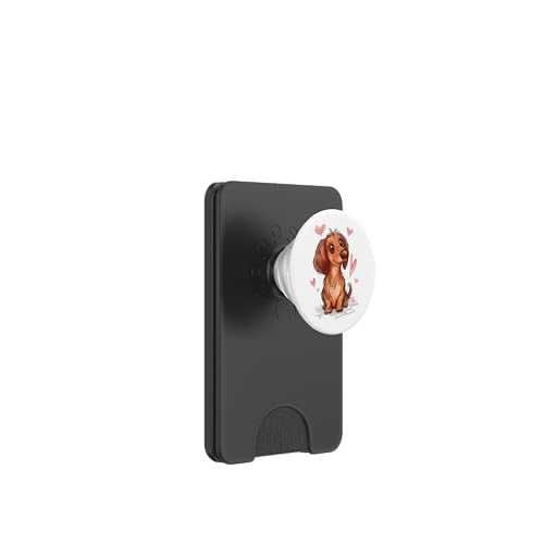 Entzückender Dackel umgeben von Herzen PopSockets PopWallet für MagSafe von Adorable Puppy Dogs with Hearts Collection