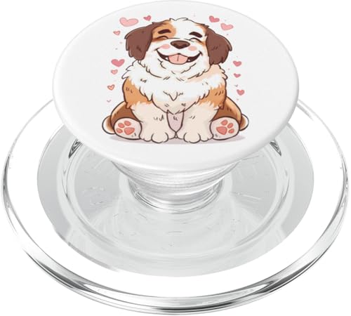 Glücklicher Bernhardiner umgeben von Herzen PopSockets PopGrip für MagSafe von Adorable Puppy Dogs with Hearts Collection