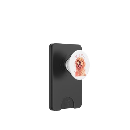 Happy Golden Retriever mit Herzen PopSockets PopWallet für MagSafe von Adorable Puppy Dogs with Hearts Collection