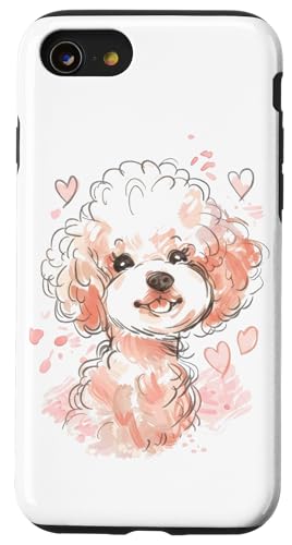 Hülle für iPhone SE (2020) / 7 / 8 Entzückender Pudel mit Herz-Design von Adorable Puppy Dogs with Hearts Collection