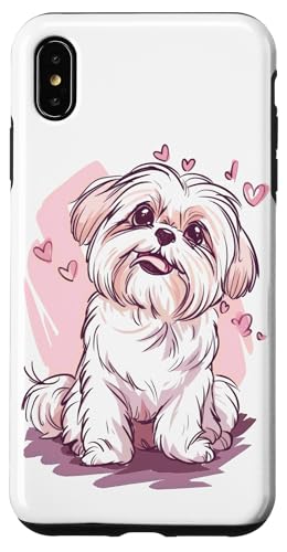 Hülle für iPhone XS Max Entzückender Shih Tzu umgeben von Herzen von Adorable Puppy Dogs with Hearts Collection