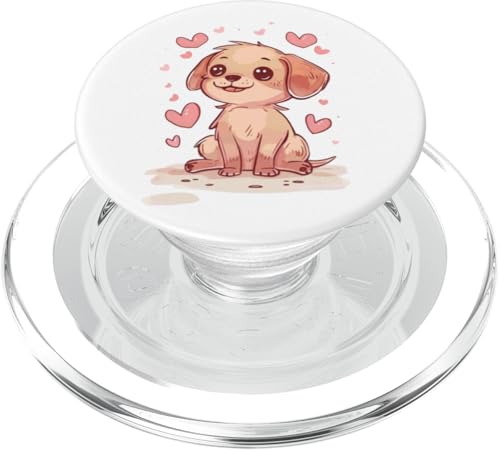 Niedlicher Welpe umgeben von Herzen PopSockets PopGrip für MagSafe von Adorable Puppy Dogs with Hearts Collection