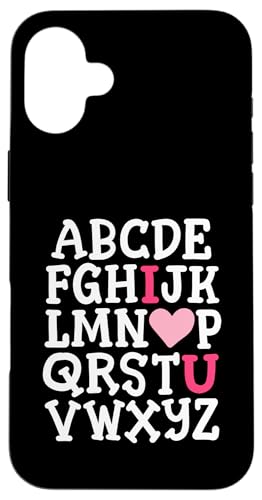 Hülle für iPhone 16 Plus Alphabet ABC Ich liebe dich lustige Herzlehrer zum Valentinstag von Adorable Valentine's Day Teacher Apparel