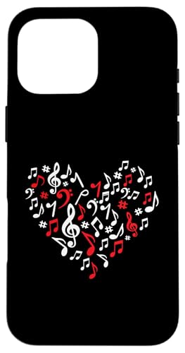 Hülle für iPhone 16 Pro Max Herzförmige Musiknoten Musikliebhaber Lehrer Kinder Chor von Adorable Valentine's Day Teacher Apparel