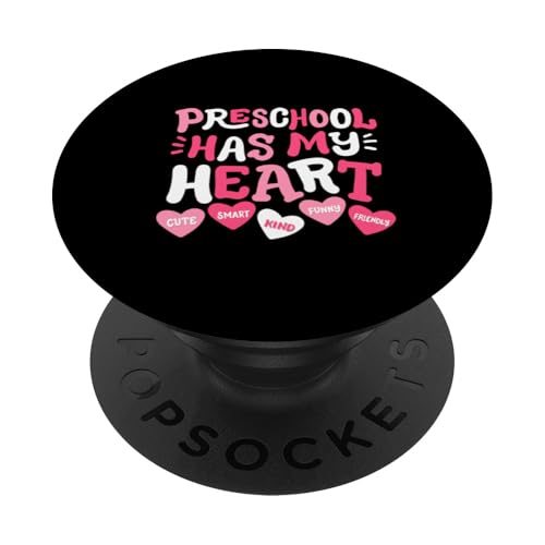 Vorschule Has My Heart Groovy Valentinstag Lehrer Frauen PopSockets Klebender PopGrip von Adorable Valentine's Day Teacher Apparel