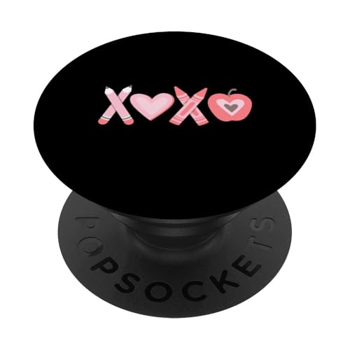 XOXO Lehrer Valentinstag Bleistift und Apple Frauen Kinder PopSockets Klebender PopGrip von Adorable Valentine's Day Teacher Apparel