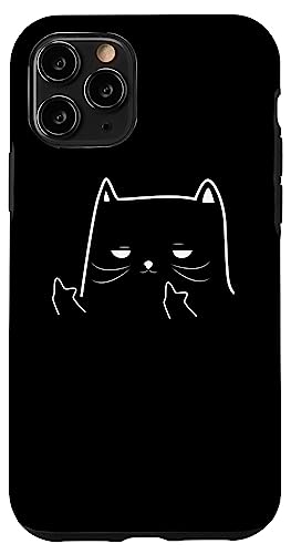 Hülle für iPhone 11 Pro Lustiger erwachsener Humor Katze Mittelfinger von Adult Humour Tees Tc.