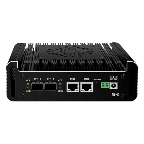 AdvanElink Mikro Firewall Appliance InteI Core 3 N355 (Upgrade N305), 2 x 10G SFP, 2 x 2,5GbE i226-V LAN, 8GB DDR5 128GB SSD, Mini-PC-Router mit eingebautem Lüfter, 2 x M.2 Slot von AdvanElink