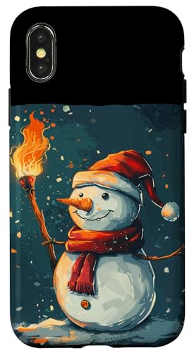 Hülle für iPhone X/XS Tolles Schneemann mit Taschenlampe in der Hand Kostüm von Adventure Snowman with Torch