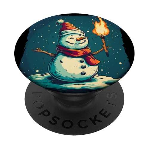 Schneemann und Fackel für eine leuchtende Winternacht PopSockets Klebender PopGrip von Adventure Snowman with Torch