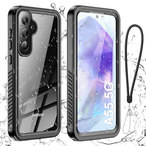 Aekyiwot Handyhülle für Samsung Galaxy A55 5G Hülle, IP68 Wasserdicht Schutzhülle für Samsung A55 Hülle, 360 Grad Full Case für Galaxy A55 Stoßfest Sturzfest, Schwarz von Aekyiwot