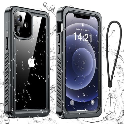 Aekyiwot Handyhülle für iPhone 12 Hülle, IP68 Wasserdicht Schutzhülle für iPhone 12 Hülle, 360 Grad Full Case für iPhone 12 Stoßfest Sturzfest, Schwarz von Aekyiwot