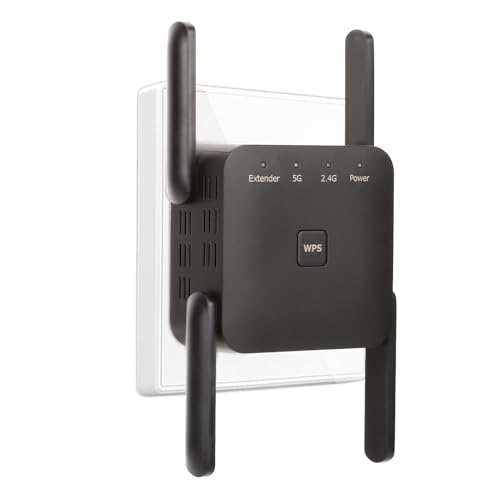 WLAN Repeater WLAN Verstärker 1200Mbit/s Dualband 2,4GHz+5GHz WiFi Booster mit Repeater/Router/Access Point Modus,4 Antenne,Einfache Einrichtung,WiFi Range Extender Mit LAN/WAN Port von Aenxwa