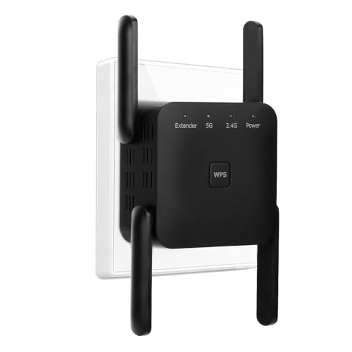 Aenxwa WLAN Verstärker 1200Mbit/s WiFi Repeater Dualband 2,4GHz+5GHz WiFi Booster mit Repeater/Router/Access Point Modus,4 Antenne,Einfache Einrichtung,WiFi Extender Booster Mit LAN/WAN Port von Aenxwa