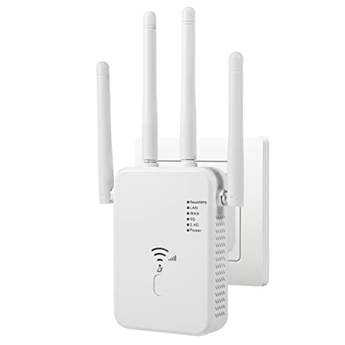 Wlan Verstärker, 1200Mbit/s Wlan Repeater, 5G & 2.4G Dualband Ultraxtender WiFi Verstärker mit LAN anschluss, WPS, Kompatibel mit 99% Standard-WiFi Routern, Deckt bis zu 9200Sq.ft und 35 Geräte von Aenxwa