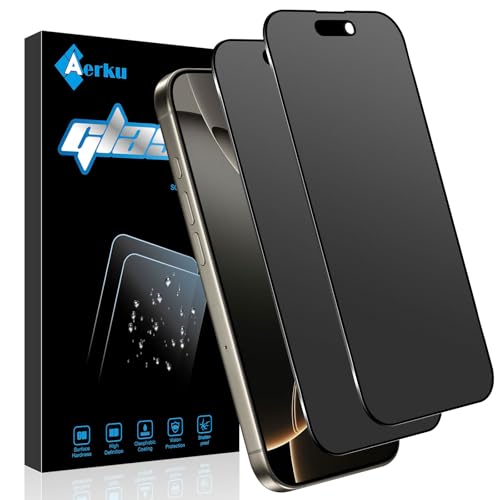 Aerku 2 Stück Matte Sichtschutz Schutzfolie für iPhone 16 Pro für Panzerglas Matt, Anti Fingerabdrücke Matte Anti-Spy Folie, 9H Blendschutz Privacy Anti-Spähen Schutzglas - 6,3 Zoll von Aerku