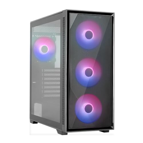 Aerocool GEOFLOW, ATX PC-Gehäuse, 4X ARGB 120mm Lüfter, Vollglasfenster, Mesh-Frontplatte, 360mm Flüssigkeitskühlung, Magnetische Staubfilter, 2X USB 3.0, Schwarz von AeroCool