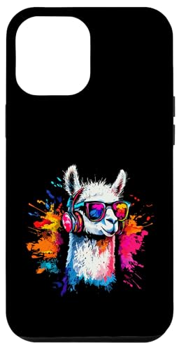 Splash Art Lama Musik Kamelart Kopfhörer Alpaka Hülle für iPhone 12 Pro Max von Aesthetic Art Alpaka Lama Liebhaber Design