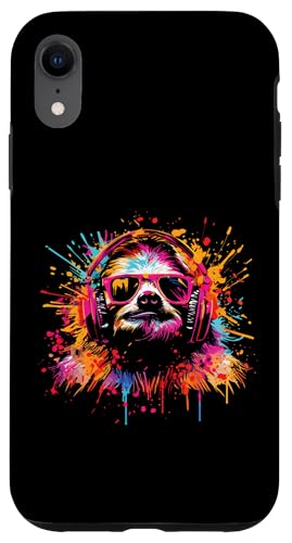 Splash Art Bummelbär Musik Baumbewohner Kopfhörer Faultier Hülle für iPhone XR von Aesthetic Art Faultier Bummelbär Fan Design