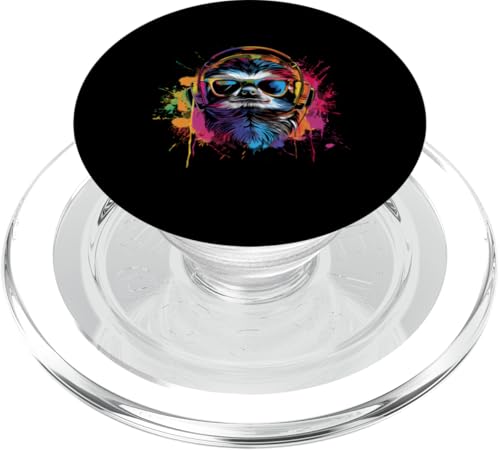 Splash Art Bummelbär Musik Baumbewohner Kopfhörer Faultier PopSockets PopGrip für MagSafe von Aesthetic Art Faultier Bummelbär Fan Design