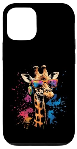 Splash Art Langhals Musik Wiederkäuer Kopfhörer Giraffe Hülle für iPhone 12/12 Pro von Aesthetic Art Giraffe Langhals Liebhaber Design